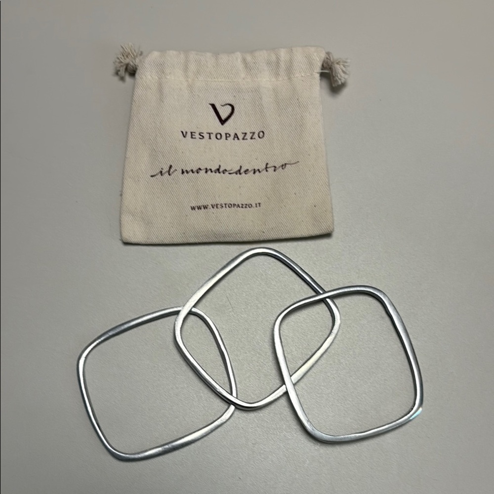 Silver Color Square Bangles by Vestopazzo
